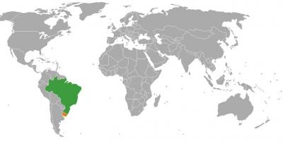 우루과이에 위치하는 세계 지도
